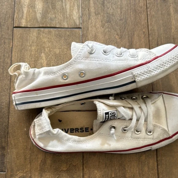 Converse White Athletic Shoes with Red Accents - Picture 2 of 3